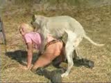 Corno filma esposa loira ao ar livre fodendo com cão dotado bebendo porra